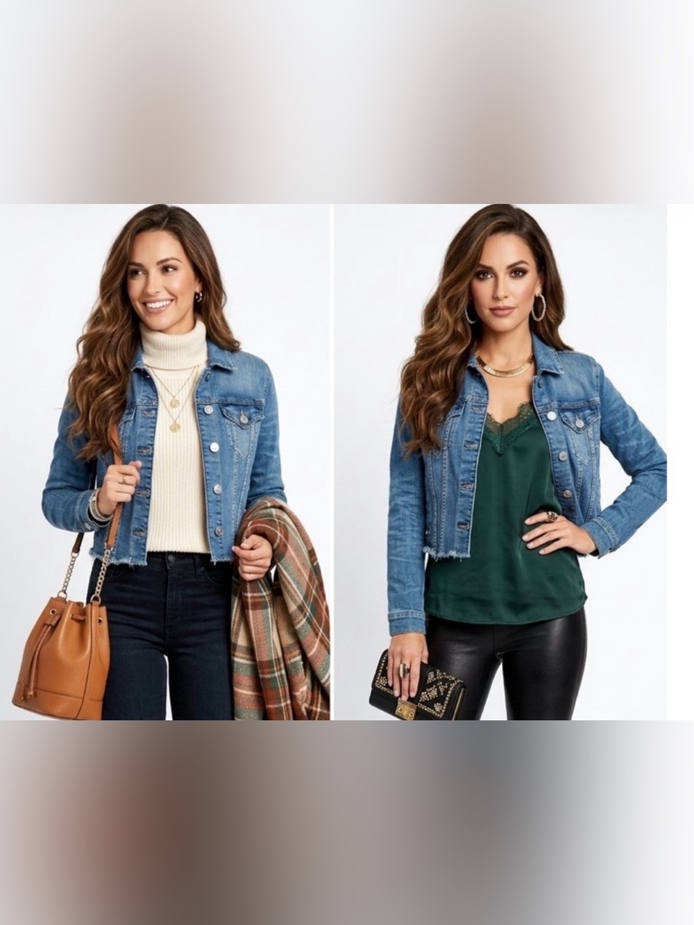 Garage Light Blue Denim Cropped Jacket Frayed Hem